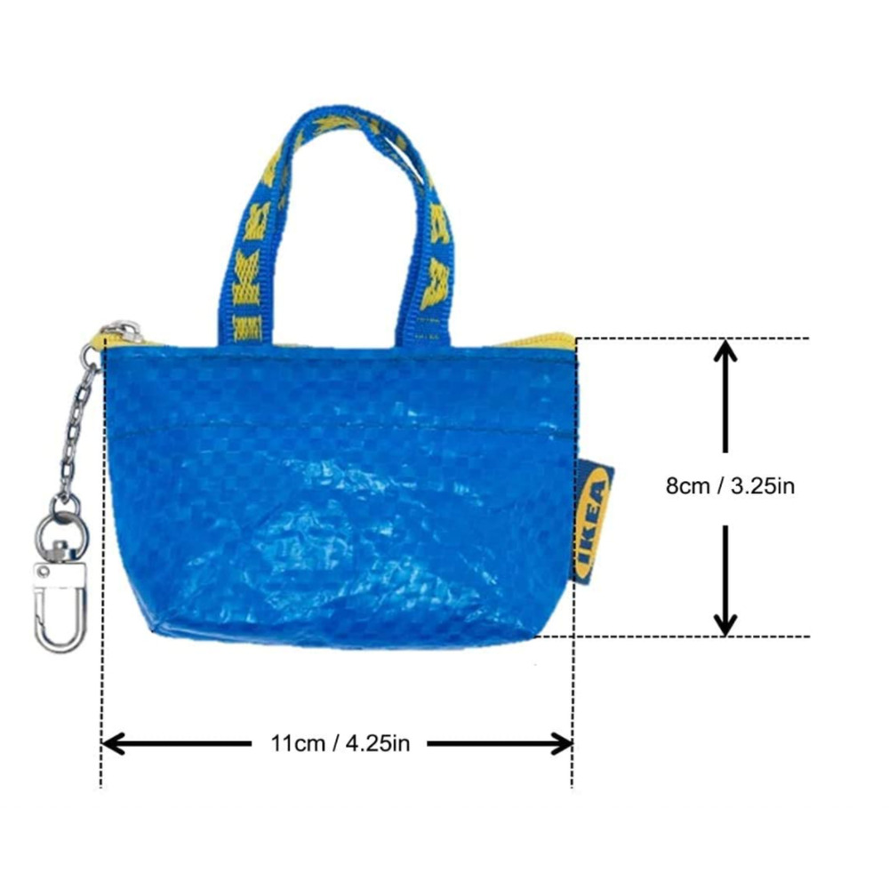 IKEA Knölig Zipper Coin Novelty Mini Shopper Blue Bag Key Chain Airpods Holder - Picture 5 of 5
